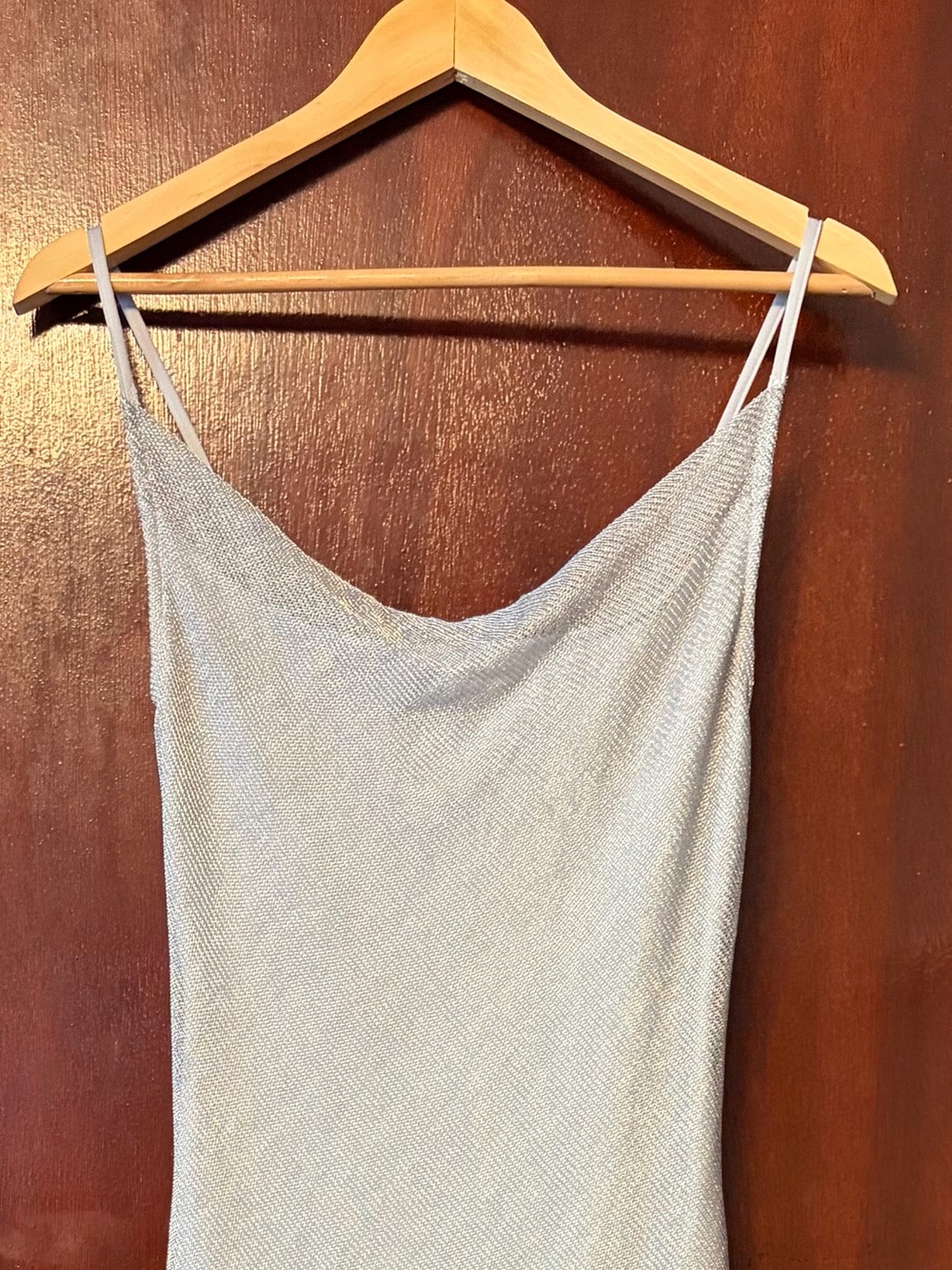 Papermoon Silver Cowl Neck Spaghetti Strap Women's Dress